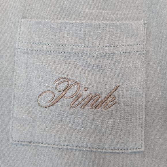 PINK Perfect Cotton Tee Green Logo Oversized Loungewear Sleep Shirt Women Small‎ - Picture 3 of 10